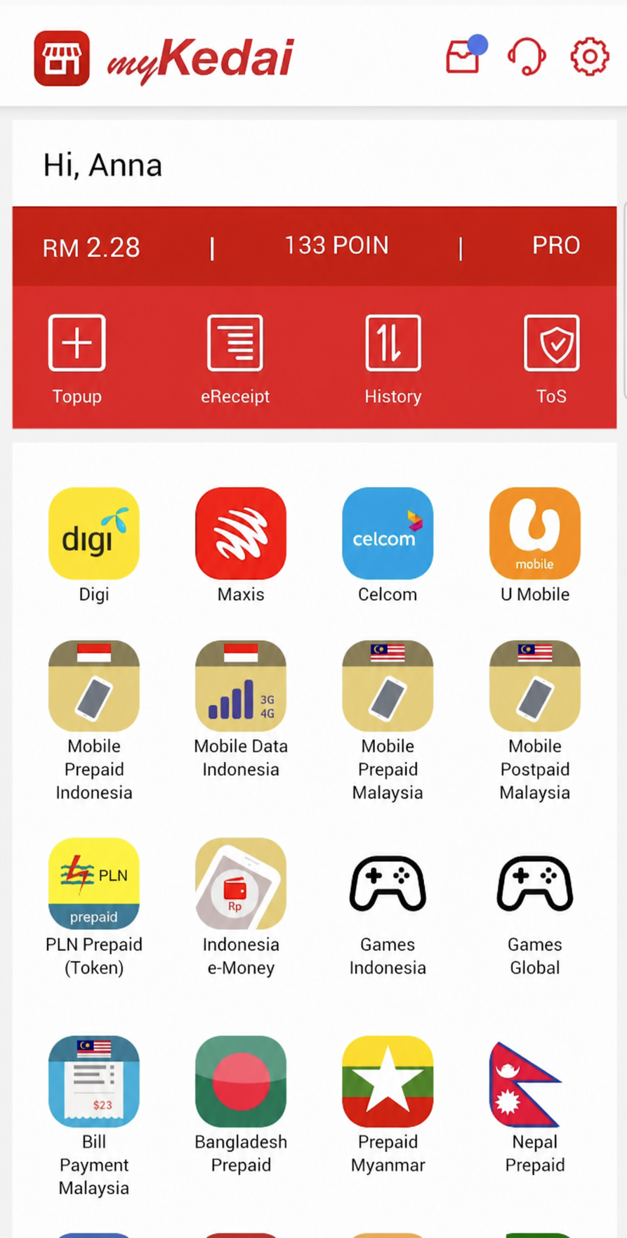 Paparan aplikasi myKedai